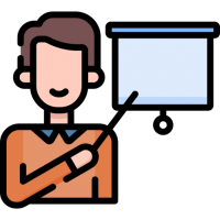 Icon von einem Lehrer an der Tafel